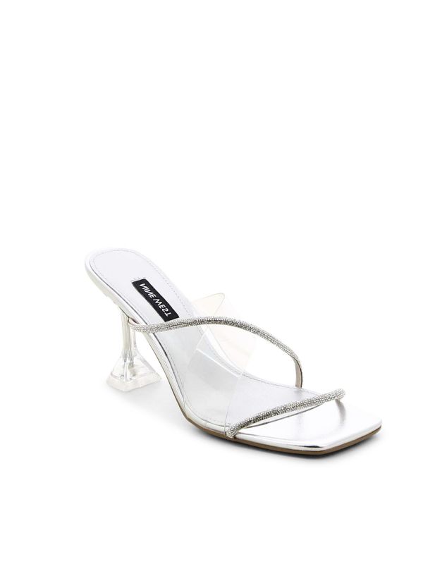 נעלי ערב אלגנטיות עם רצועה שקופה ועקב שקוף לנשים