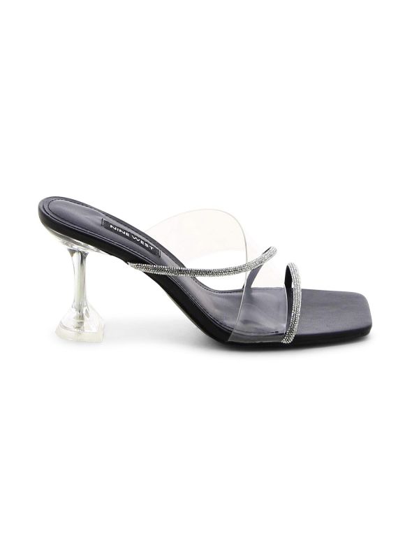 נעלי ערב אלגנטיות עם רצועה שקופה ועקב שקוף לנשים