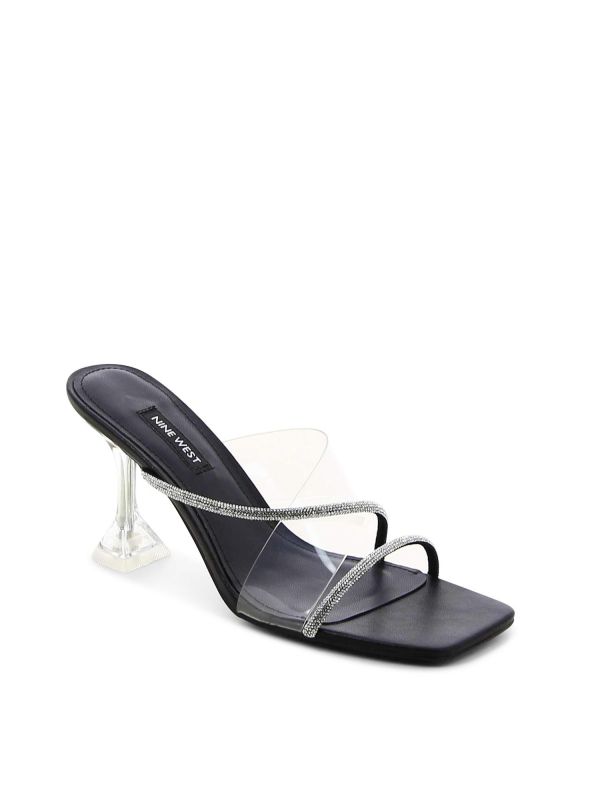 נעלי ערב אלגנטיות עם רצועה שקופה ועקב שקוף לנשים