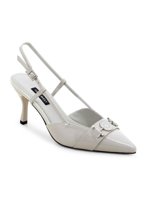 נעלי סירה בגימור מבריק לנשים עם עקב ואבזם