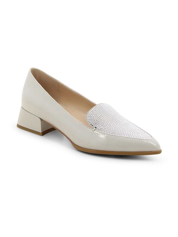 נעלי מוקסין בגימור מבריק עם אבנים לנשים