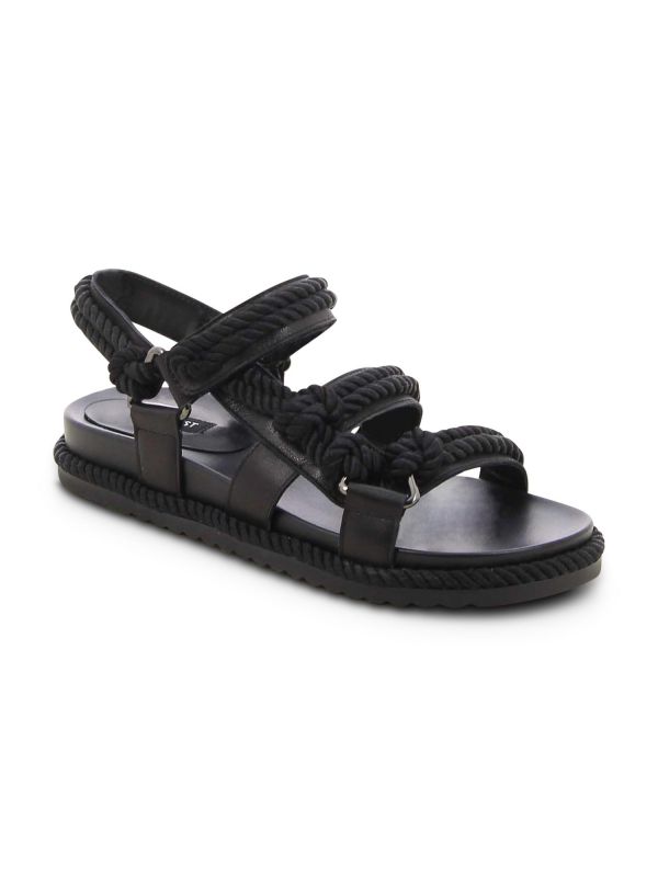 סנדלי נשים שטוחים עם רצועות חבל