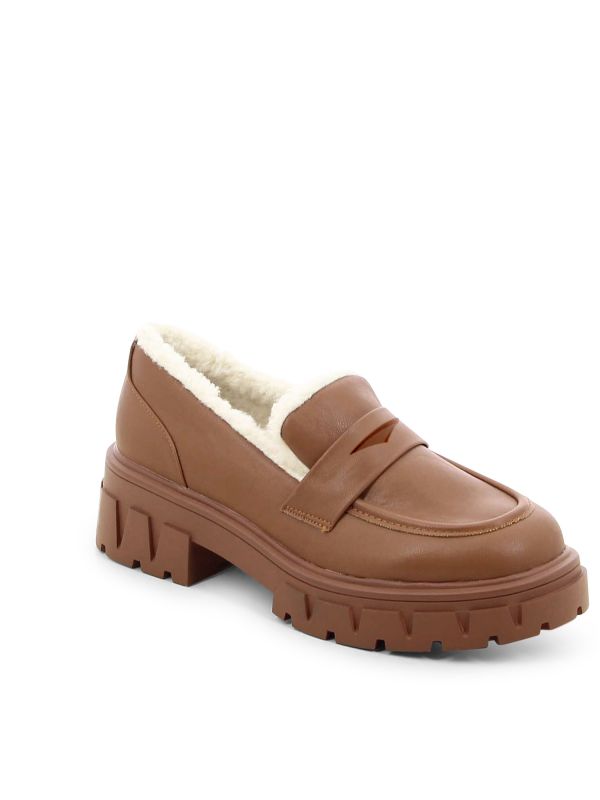 נעלי מוקסין עם פרווה וסוליית טרקטור לנשים