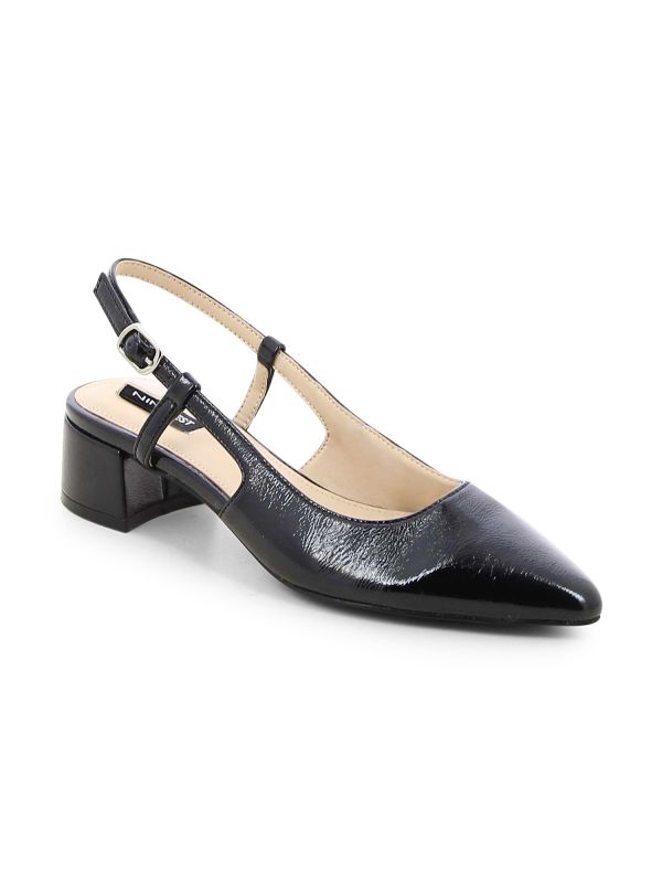 נעלי סירה מבריקות עם עקב מרובע לנשים