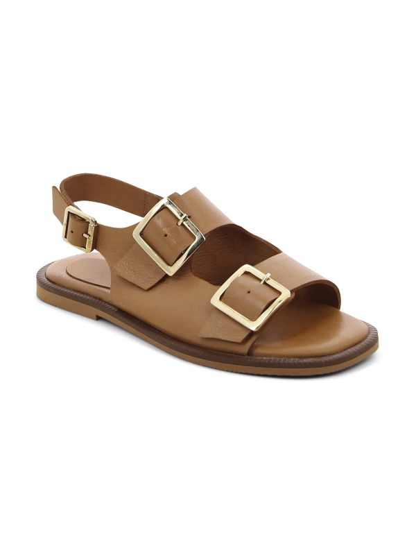 סנדלים שטוחים עם אבזמים מוזהבים לנשים