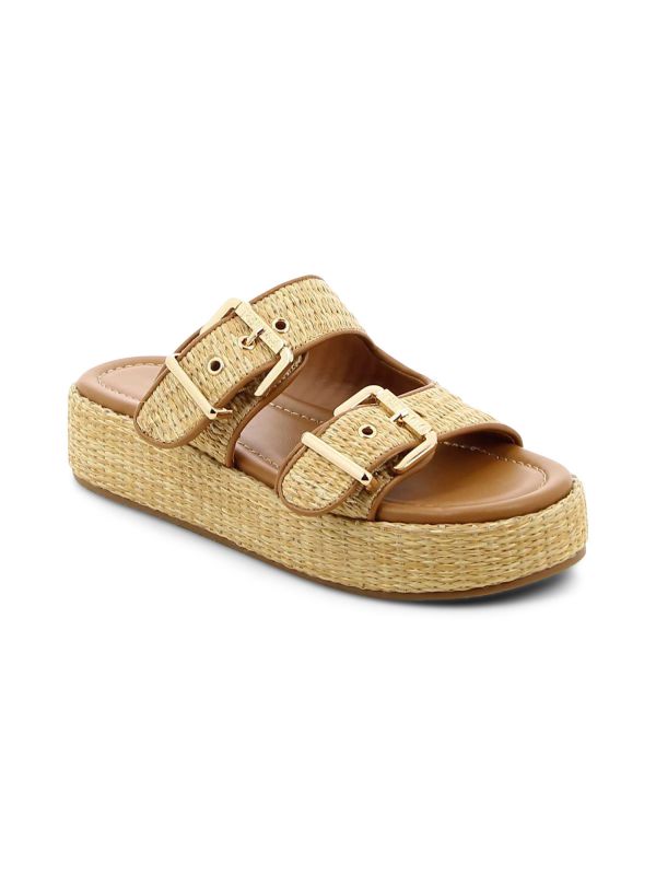 MAYAA כפכפי פלטפורמה בטקסטורת קש