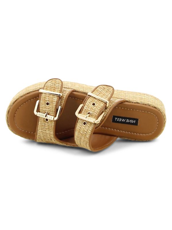 MAYAA כפכפי פלטפורמה בטקסטורת קש