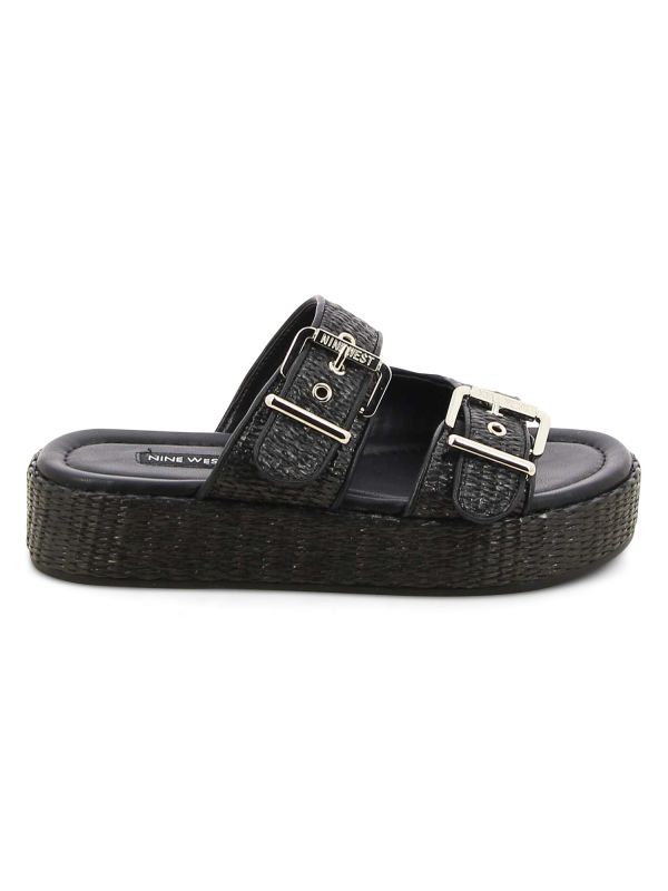 MAYAA כפכפי פלטפורמה בטקסטורת קש