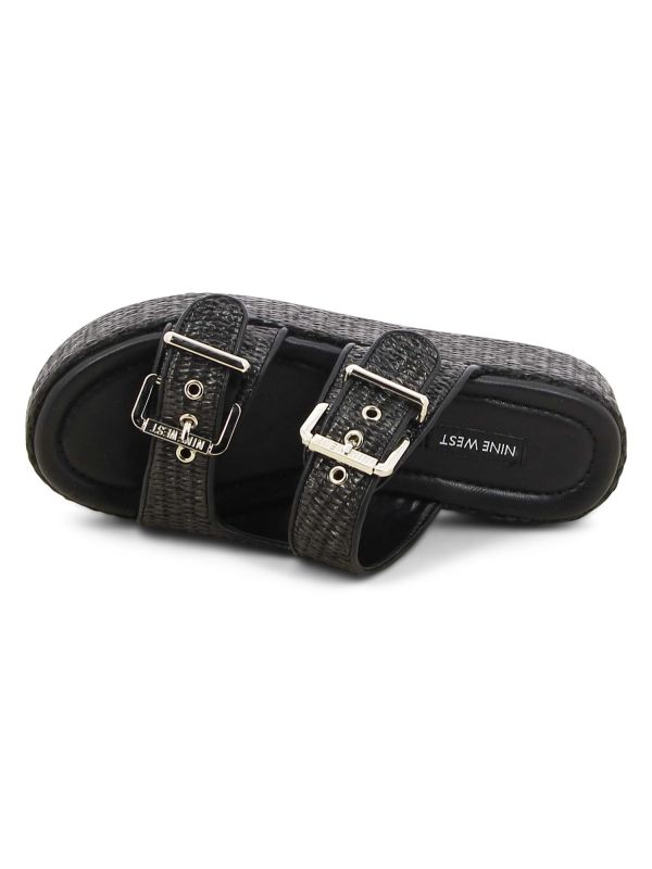 MAYAA כפכפי פלטפורמה בטקסטורת קש