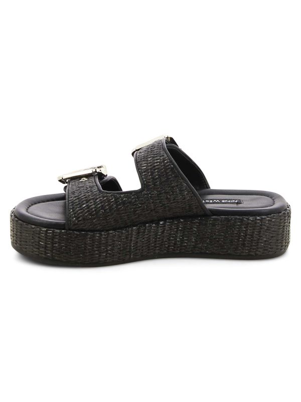 MAYAA כפכפי פלטפורמה בטקסטורת קש