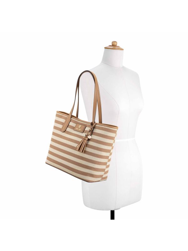 NORI תיק נשיאה בהדפס פסיםם עם ארנק