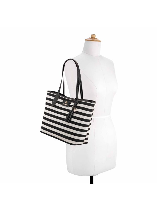 NORI תיק נשיאה בהדפס פסיםם עם ארנק